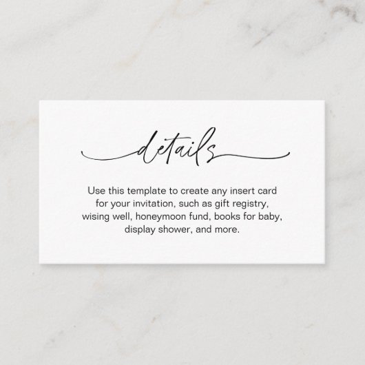 EVERLEIGH Minimalistische Behuizing Kaart, Details Informatiekaartje (Voorkant)