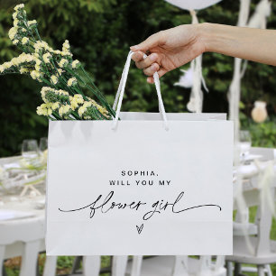 EVERLEIGH minimalistische Bloemenmeisje Gift Bag Groot Cadeauzakje