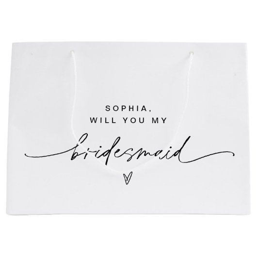 EVERLEIGH Minimalistische Bridesmaid Gift Bag Groot Cadeauzakje (Voorkant)