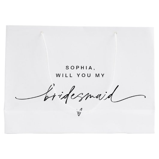 EVERLEIGH Minimalistische Bridesmaid Gift Bag Groot Cadeauzakje (Achterkant)