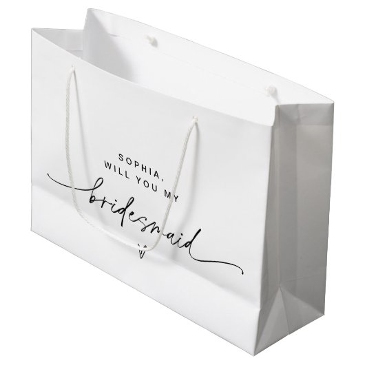 EVERLEIGH Minimalistische Bridesmaid Gift Bag Groot Cadeauzakje (Voorkant Gekanteld)