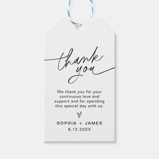 EVERLEIGH minimalistische bruiloft dank u gunst Cadeaulabel (Voorkant)