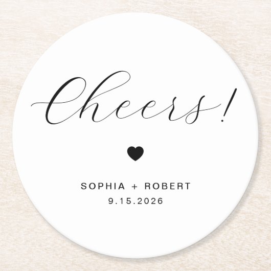 EVERLEIGH minimalistische bruiloft juichen Ronde Kartonnen Onderzetter (Voorkant)