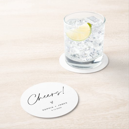 EVERLEIGH minimalistische huwelijksverkiezingen ro Ronde Kartonnen Onderzetter (Insitu)