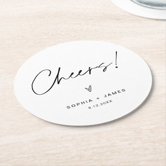 EVERLEIGH minimalistische huwelijksverkiezingen ro Ronde Kartonnen Onderzetter (Gebogen)