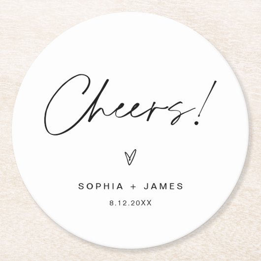 EVERLEIGH minimalistische huwelijksverkiezingen ro Ronde Kartonnen Onderzetter (Voorkant)