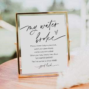 EVERLEIGH My Water Broke Baby shower Game Sign Poster