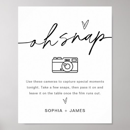EVERLEIGH Oh Snap Disposable Camera Weddenschap Poster (Voorkant)