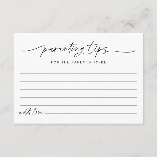 EVERLEIGH Ouderschap Tips Baby shower Advice Kaart (Voorkant)
