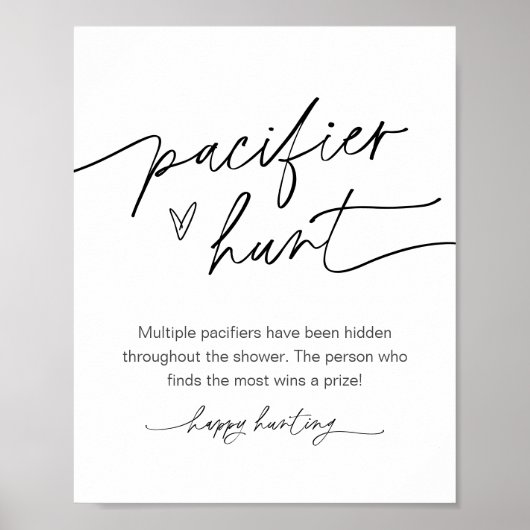 EVERLEIGH Pacifier Hunt Baby shower Game Sign Poster (Voorkant)