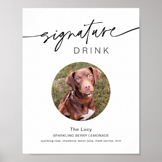 EVERLEIGH Pet Signature Drink Wedding Sign Poster (Voorkant)