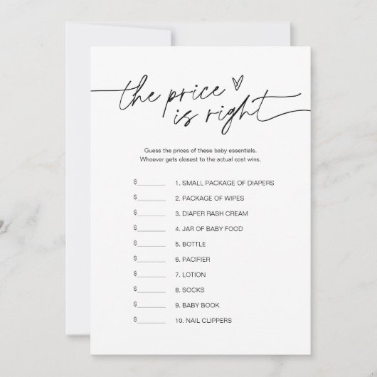 EVERLEIGH Raad de prijs Baby shower Game Kaart (Voorkant)