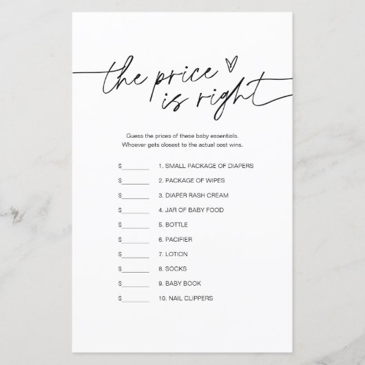 EVERLEIGH Raad de prijs Baby shower spel (Voorkant)