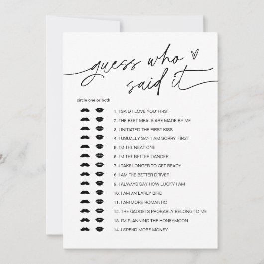 EVERLEIGH Raad die het Vrijgezellenfeest Game zei Kaart (Voorkant)