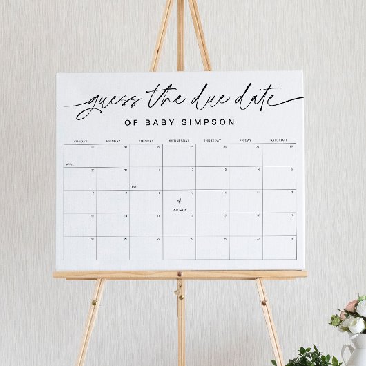 EVERLEIGH Raad Vervaldatum Baby shower game 16x20 Poster