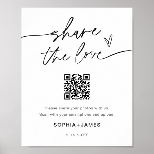 EVERLEIGH Share the Love Bruiloft Foto QR Code Poster (Voorkant)