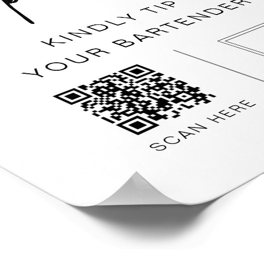 EVERLEIGH Tipsy Sign., Venmo Cashapp Tip Poster (Hoek)