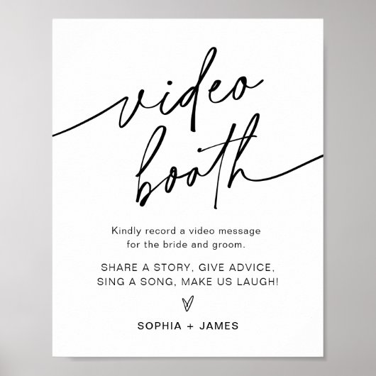 EVERLEIGH Video Booth Huwelijksbord Poster (Voorkant)