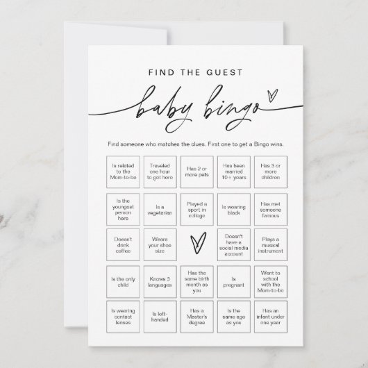 EVERLEIGH vindt het Bingo van de Gast Baby Kaart (Voorkant)