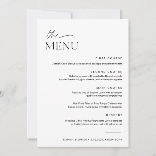 EVERLEIGH Wedding Dinner Menu 5x7 Kaart (Voorkant)