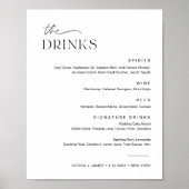 EVERLEIGH Wedding Drink Cocktail Menu Sign. Poster (Voorkant)