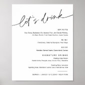 EVERLEIGH Wedding Drink Cocktail Menu Sign. Poster (Voorkant)