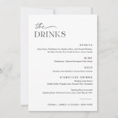 EVERLEIGH Wedding Drink Menu 5x7 Kaart (Voorkant)