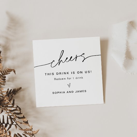 EVERLEIGH Wedding Free Drink Kaart Vierkante Visitekaartje
