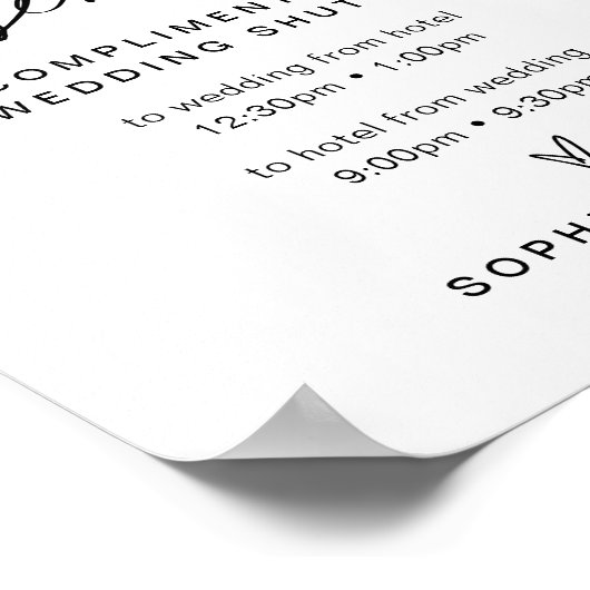 EVERLEIGH Wedding Shuttle Service Sign. Poster (Hoek)