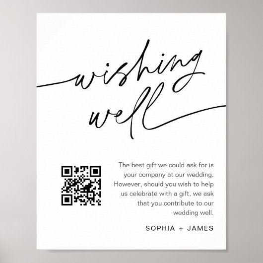 EVERLEIGH Wedding Wishing Well QR Code Sign Poster (Voorkant)