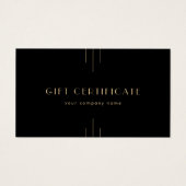 EVERLY Art Deco Black and Gold Gift Certificate Visitekaartje (Voorkant)