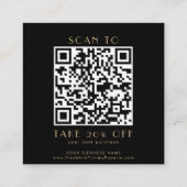 EVERLY Art Deco Black and Gold QR Code Thank You Kortingskaartje (Achterkant)