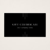 EVERLY Art Deco Black Business Gift Certificate Visitekaartje (Voorkant)