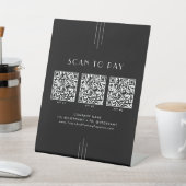 EVERLY Art Deco Black Business QR Code Scan To Pay Reclamebord Met Voetstuk (Insitu)