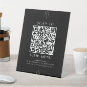 EVERLY Art Deco Black Restaurant Menu QR Code Reclamebord Met Voetstuk (Insitu)