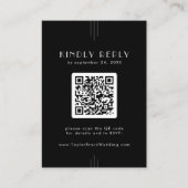 EVERLY Art Deco Black RSVP-kaart met QR-code Informatiekaartje (Voorkant)
