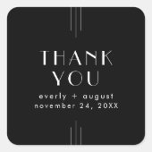 EVERLY Art Deco Black Wedding Dank u Sticker (Voorkant)