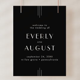 EVERLY Art Deco Black Wedding Welkom Poster