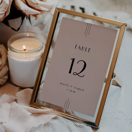 EVERLY Art Deco Blush Pink Wedding Table Numbers Kaart