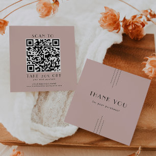EVERLY Art Deco Blush Zakelijke QR Code Bedankt Kortingskaartje