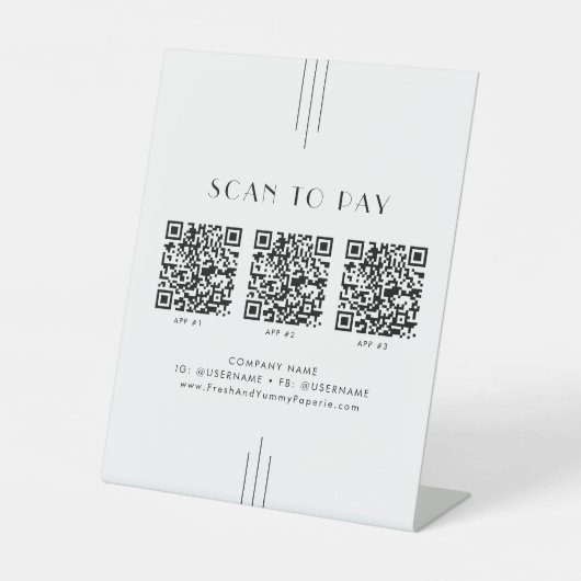 EVERLY Art Deco Business QR Code Scan To Pay Reclamebord Met Voetstuk (Voorkant)