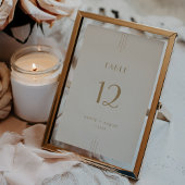 EVERLY Art Deco Cream Gold Wedding Table Numbers Kaart