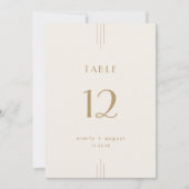 EVERLY Art Deco Cream Gold Wedding Table Numbers Kaart (Voorkant)