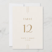 EVERLY Art Deco Cream Gold Wedding Table Numbers Kaart (Achterkant)