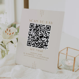 EVERLY Art Deco Crème Goud Zakelijk Scannen Om Te  Reclamebord Met Voetstuk