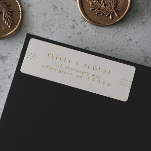 EVERLY Art Deco Crème Gouden Retouradreslabels Etiket