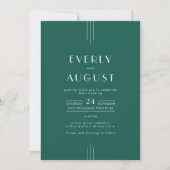 EVERLY Art Deco Emerald Green QR Code Wedding Kaart (Voorkant)