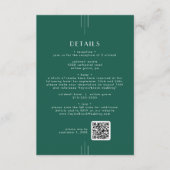 EVERLY Art Deco Emerald QR Code Wedding Details Informatiekaartje (Voorkant)