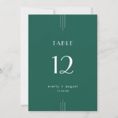 EVERLY Art Deco Emerald Wedding Table Numbers Kaart (Voorkant)