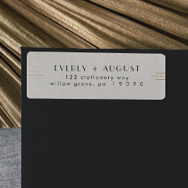 EVERLY Art Deco Ivoor Zwart Retouradreslabels Etiket